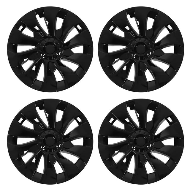 4 Pcs Wheel Hub Cap 18in Wheel Hub Full Wrap Rim Cover Trim Protector Replacement for Tesla Model 3 2017 to 2023 Glossy Black