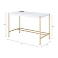 thumbnail image 4 of GZXS 40" Modern Writing Desk with Charging Station, Glossy White MDF Top & Gold Metal Legs – Minimalist Computer Table for Home Office, Study, Bedroom, 4 of 7