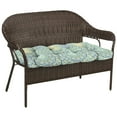 thumbnail image 3 of Jordan Manufacturing 44" x 18" Alonzo Fresco Blue and Green Medallion Rectangular Tufted Contoured Outdoor Wicker Settee Bench Cushion, 3 of 12