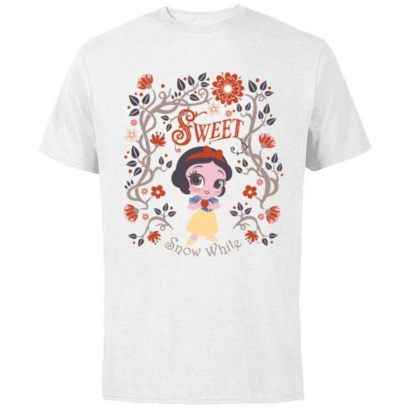 Disney Princess Sweet Snow White Chibi - Short Sleeve Cotton T-Shirt for Adults - Customized-White