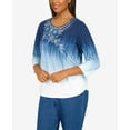 thumbnail image 6 of Alfred Dunner Womens Petite  Floral Yoke Ombre Knit Top, 6 of 6