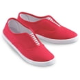 thumbnail image 2 of Collections Etc Slip-On Sneaker Shoes with Padded Insoles and Stripe Accent, Cotton, Red, 8, 2 of 2