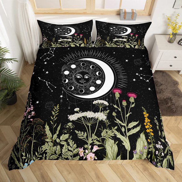 Juego de Funda Nórdica Infantil Estrellas Espacio Psicodélico Funda Nórdica Niños Adolescentes Negro