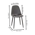 thumbnail image 5 of Leda Faux Leather Charcoal Gray Dining Chairs Black Legs Set of 2, 5 of 5