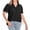 Black, variant on YHAJDS Short Sleeve Shirt for Women Solid Color Chiffon V Neck Loose Plus Size Spring Blouse