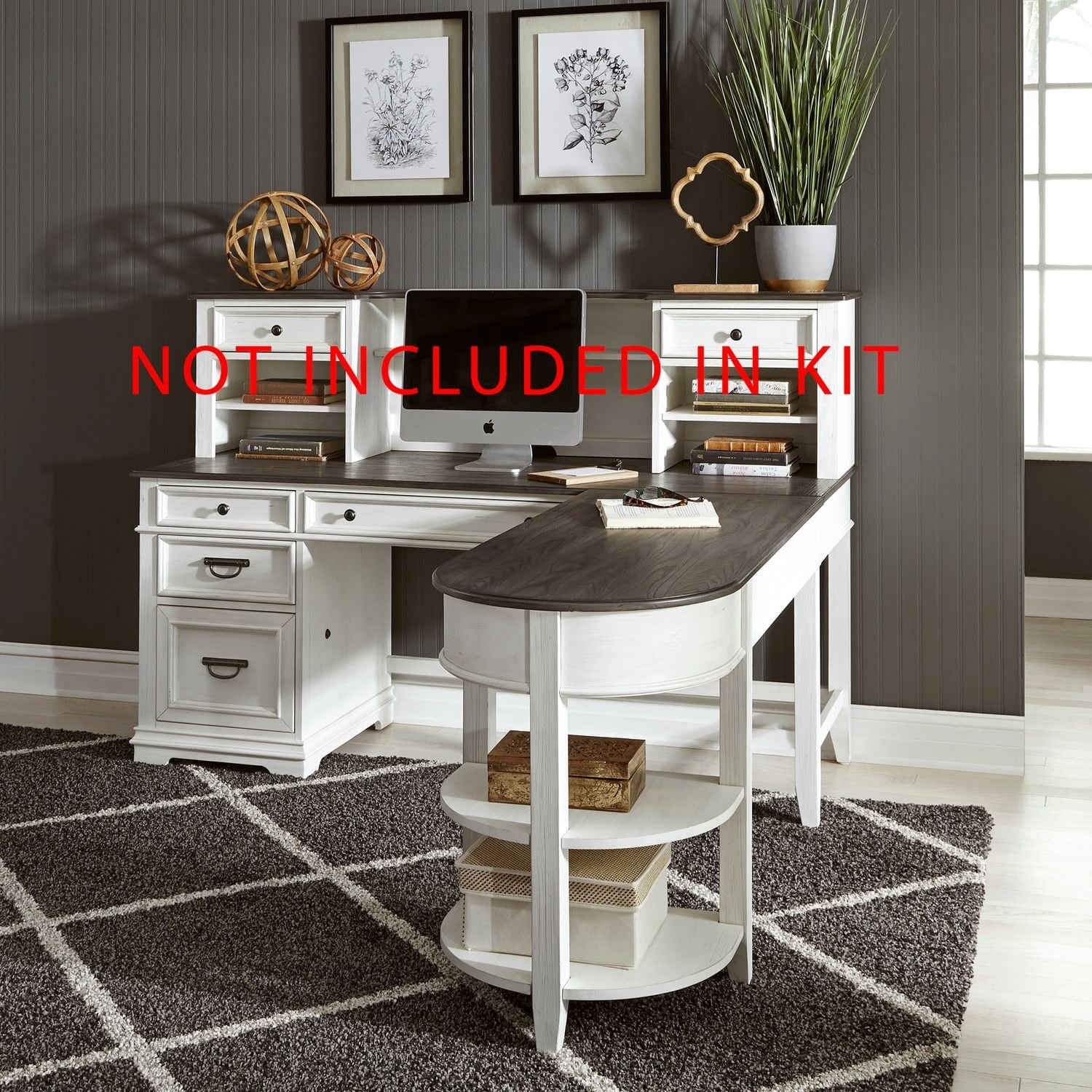 Liberty Furniture Allyson Park Optional L Shaped Desk Set for Home Office White