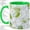 Green, variant on White Floral Coffee Mug, Stained Glass Leaf Art, Gentle Daily Tea Sips