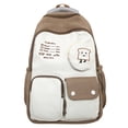 thumbnail image 1 of Mochila Simple para estudiantes para mujer bolso de hombro doble de Color en contraste para adolescentes y niñas, 1 of 9