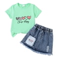 thumbnail image 4 of Povozer Toddler Girl Summer Clothes Girls Comfortable Fashionable Set Cute Cartoon Printed Short Sleeve Top Skirt 2pcs Set,Size 2-3 Years,P, 4 of 4