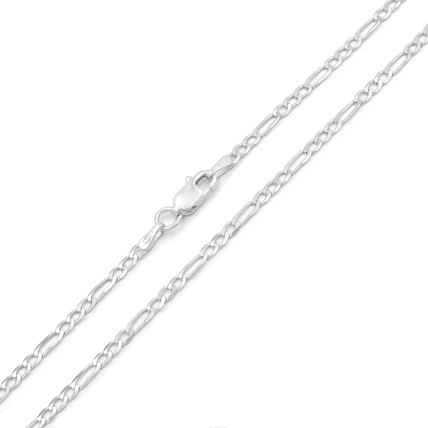 Details about   Made in Italy 4MM 925 Sterling Silver Figaro link Men's Necklace 26in 