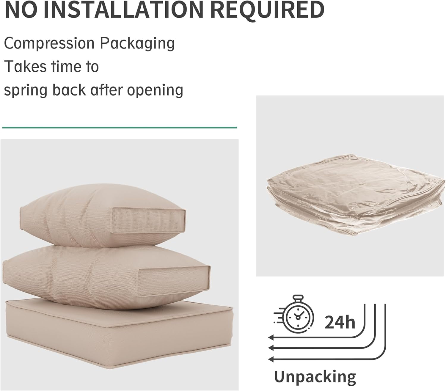 ELPOSUN Outdoor Cushions for Patio Furniture Replacement, Waterproof Patio Furniture Cushions, Deep Seat Patio Cushions, Patio Seat Cushions for Outdoor Sectional (Beige)