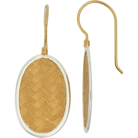 5th & Main Sterling Silver and 14kt Gold-Plated Oval Drop Woven Basket Weave Earrings