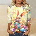 thumbnail image 6 of Qingpeng 3/4 Sleeve Easter Shirts for Women Cute Bunny Egg Print Crewneck Tunic Tops Spring Summer Blouse Tops Size S-5XL, 6 of 7