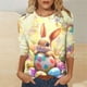 thumbnail image 5 of Camisetas de Pascua para Mujeres Impresas Cuello Redondo Suelto Tres Cuartos de Manga Sudadera Casual, 5 of 6