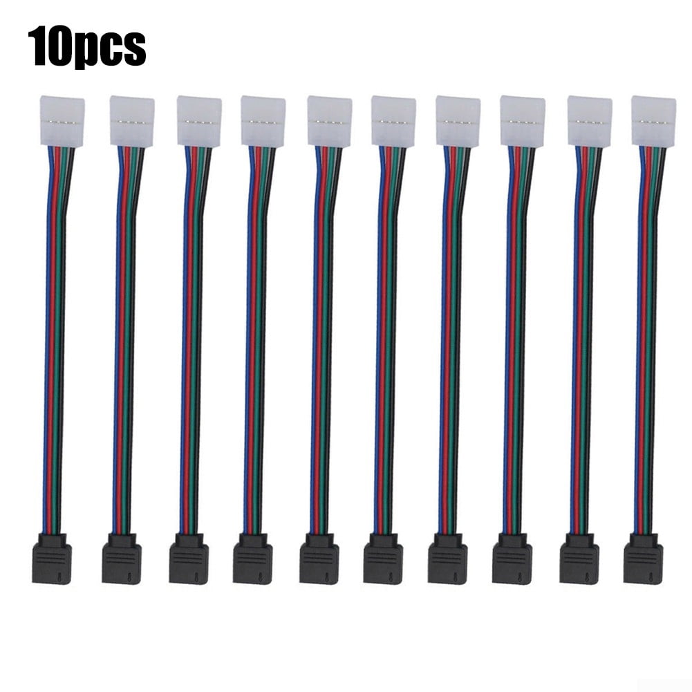 10 Pcs 4Pin 10mm Solder-less Connectors LED Strip RGB 5050 Clip To 4Pin  Female - Walmart.com