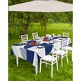 thumbnail image 4 of Fsddascl Navy Blue Geometric Outdoor Tablecloth - 60x120 Inch Rectangle Dining Table Cover, Middle Century Modern Abstract Art Waterproof Outdoor Table Cloth with Umbrella Hole & Zipper for Patio, 4 of 7