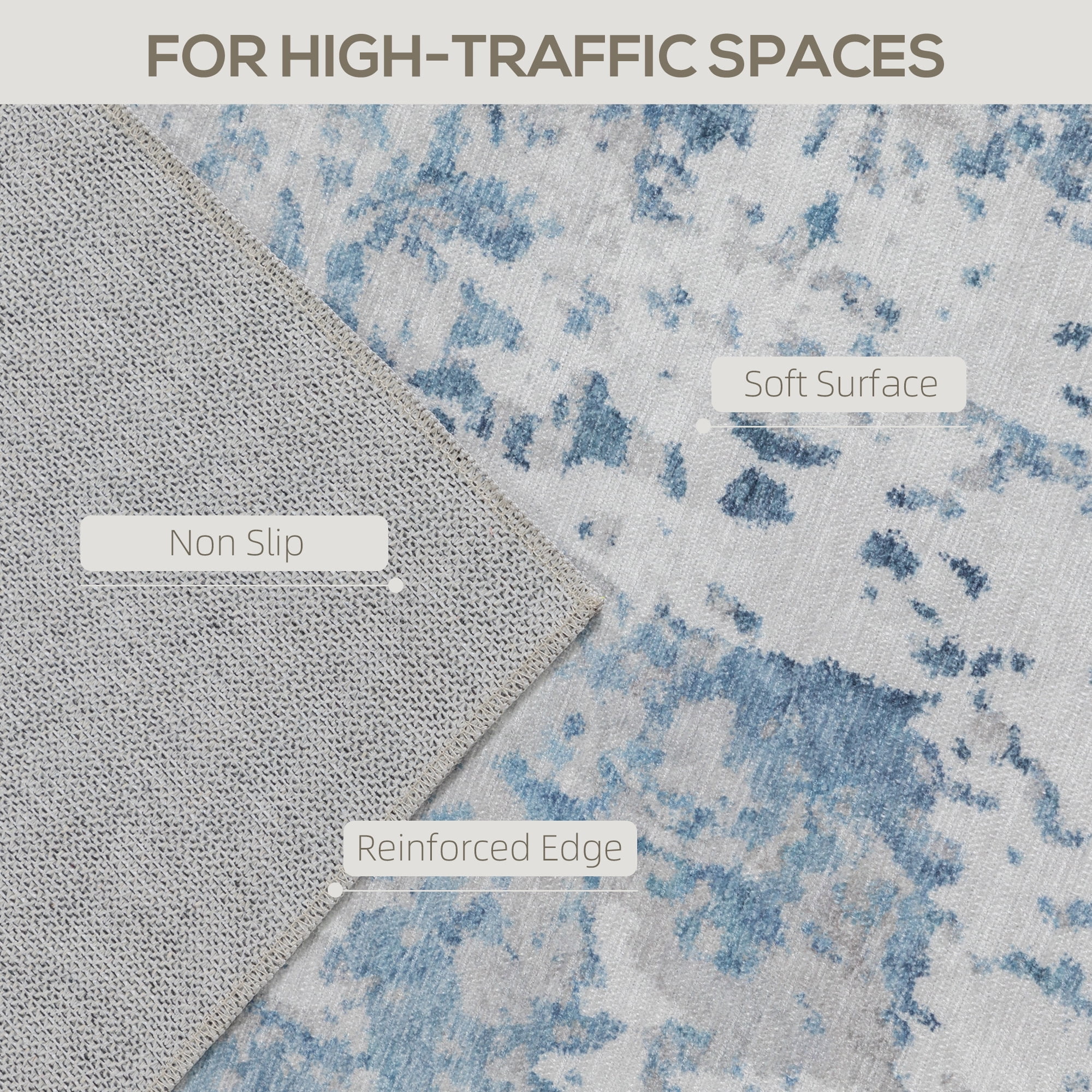 Area Rug 72"x47.6" Chenille Soft Non-Slip TPR Backing Machine Washable Rug for Living Room Bedroom