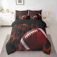 thumbnail image 2 of Homewish Geometric Hexagon 7-Piece Twin Bedding Sets,Rugby Football Sport Bedding Comforter Set,Red Black Sheet Sets For Boys,Super Cozy Room Decor Reversible, 2 of 8