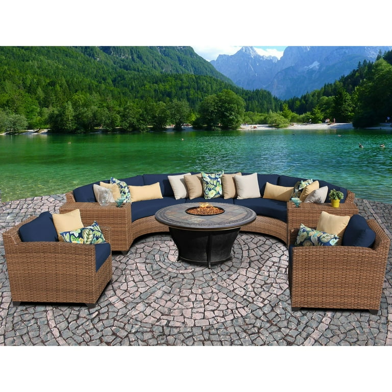 TK Classics Laguna 8 Piece Curved Wicker Patio Conversation Set