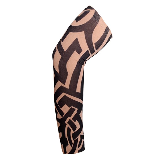 Visland 1 Pc Cycling Arm Sleeve Comfortable Anti-UV Tattoo Pattern Breathable Sunscreen Sun Protection High Elasticity Thin Arm Protection Riding Sleeve Cycling Supplies