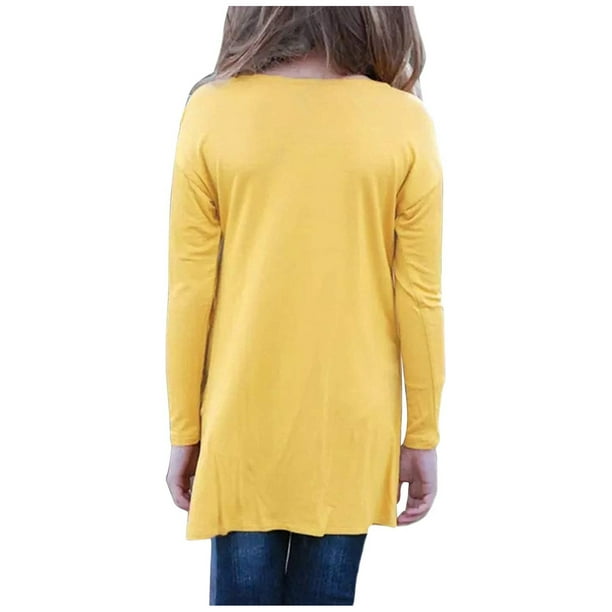 jovati Long Tops to Wear with Leggings Kids Girls Casual Tunic Tops Knot  Front Long Sleeve Blouse T-Shirt Tee 