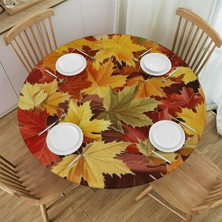 

Sheronv Autumn Leaves Round Tablecloth Stain-Resistant Washable 100% Polyester Fiber Ideal for Indoor Outdoor Restaurants Parties Home Kitchen Waterproof 31 -35