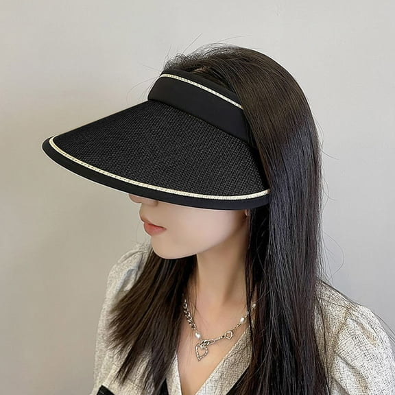 Sun Visor Hats for Women Wide Brim UPF 50 UV Sun Protection Visor Hats Casual Adjustable Roll up Summer Beach Caps Outdoor