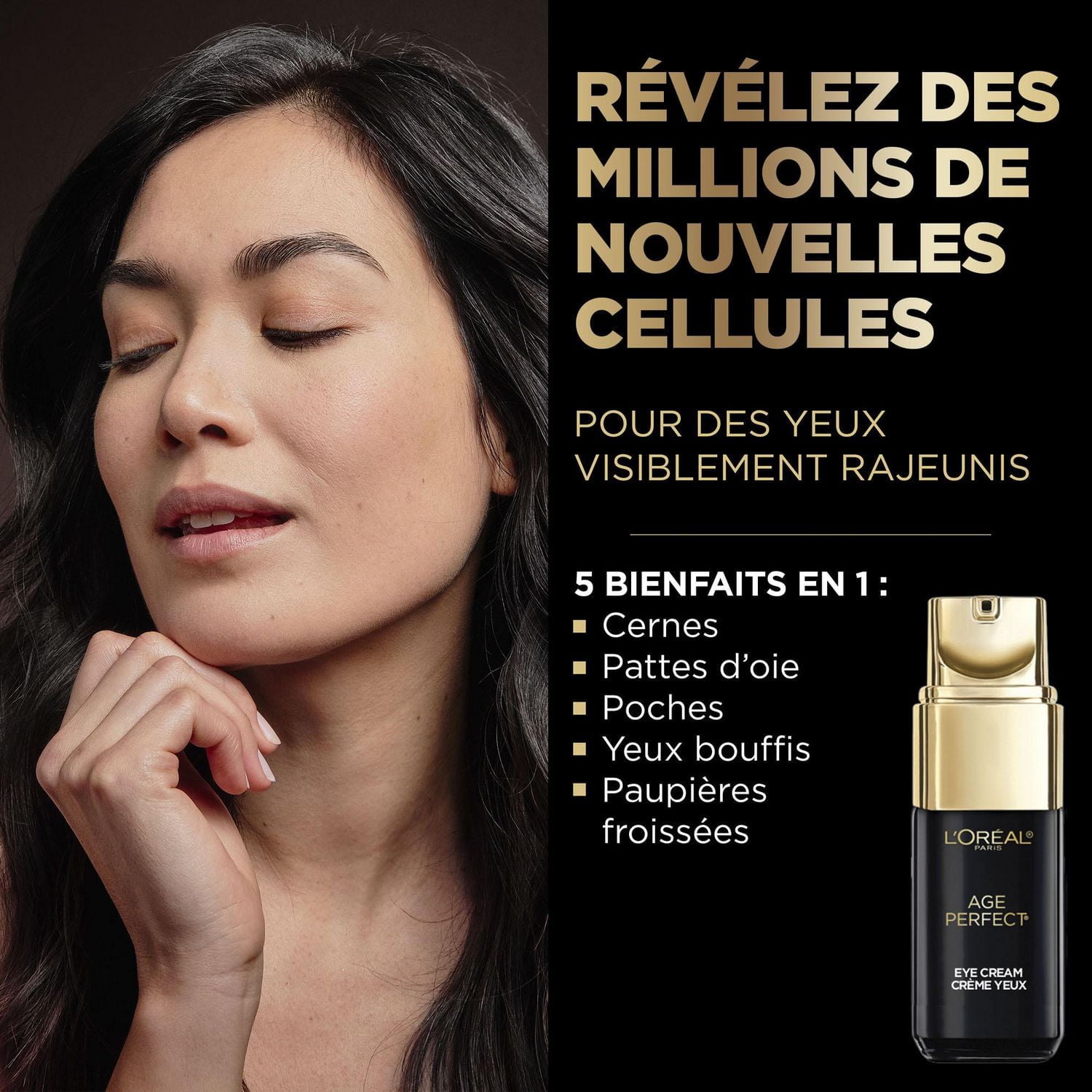 L'Oréal Paris Crème pour les Yeux, Age Perfect Cell Renewal, avec complexe réparateur antioxydant, Cible 5 signes visibles du vieillissement : cernes, pattes d'oie, poches, paupières crépues, 15 ml Crème Yeux, 15 ml
