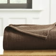 thumbnail image 4 of Superior Waffle Weave Knit Cotton Blanket, Twin/ Twin XL, Chocolate, 4 of 6