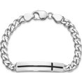 thumbnail image 4 of Sterling Silver Rhodium-Plated Enameled Cross On Bar Men's 8In Bracelet (Width 10.1) (Length 8) - Jbsp, 4 of 5