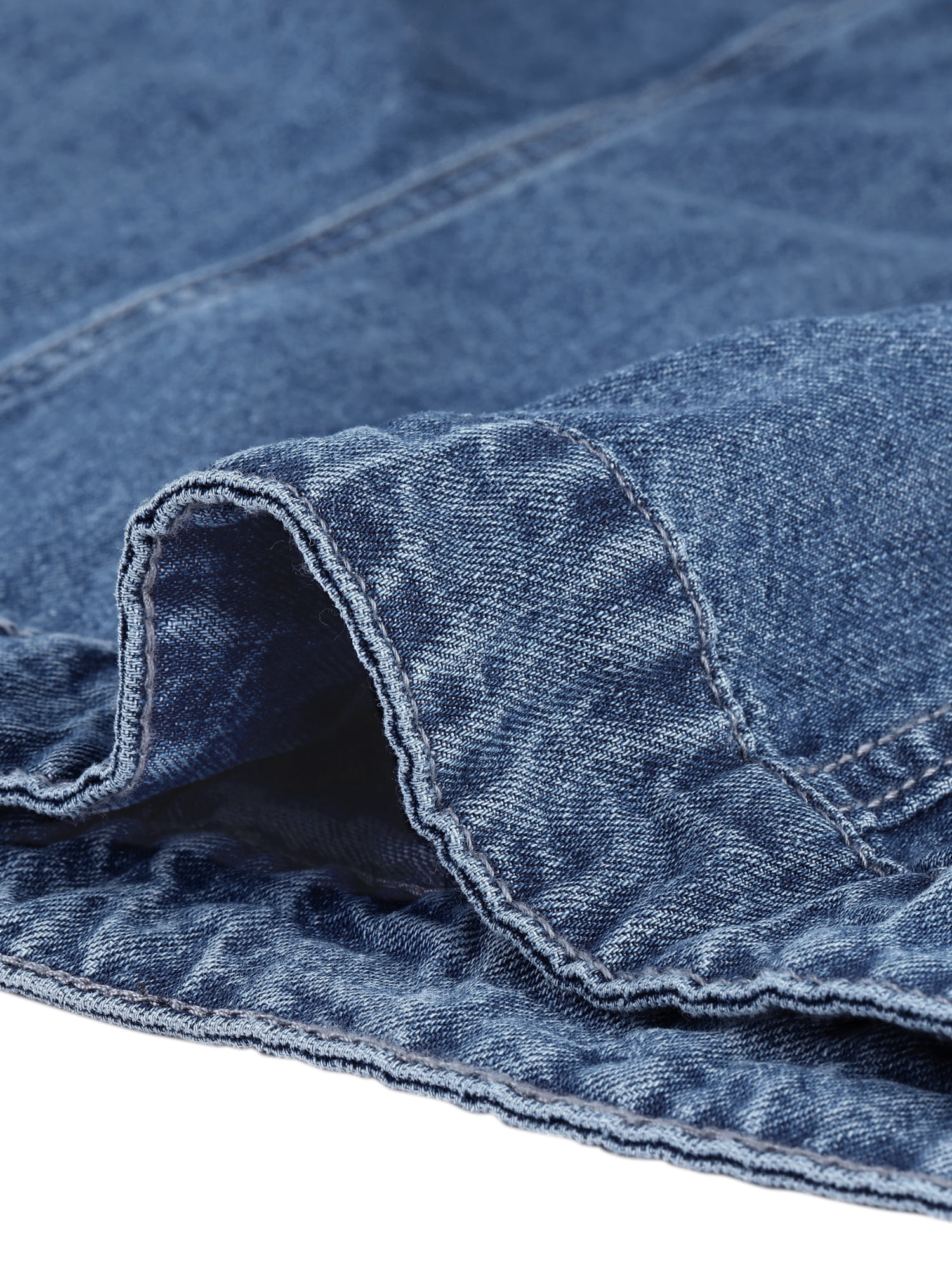Unique Bargains Women's Plus Size Long Sleeve Button Front Washed Denim Jacket