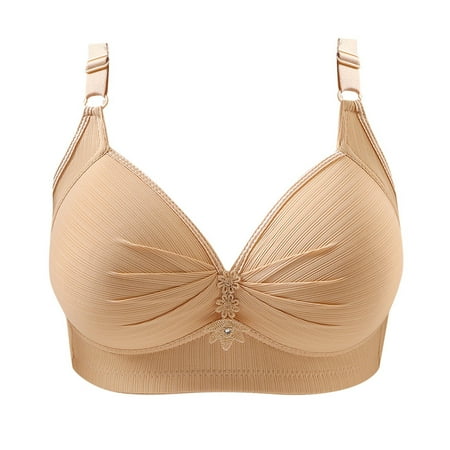 Yoga Bras for Women Seamless Bra Feature V-Neck Balconette Bra Style W-235 Beige 3XL