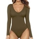 thumbnail image 1 of MANGOPOP Body de Manga Corta con Cuello en V Profundo y Manga Larga para Mujer Ropa, 1 of 4