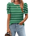 thumbnail image 1 of Blusa Zeagoo para mujer, a rayas, manga abullonada, cuello redondo, XXL, 1 of 4