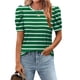 thumbnail image 1 of Blusa Zeagoo para mujer, a rayas, manga abullonada, cuello redondo, XXL, 1 of 4