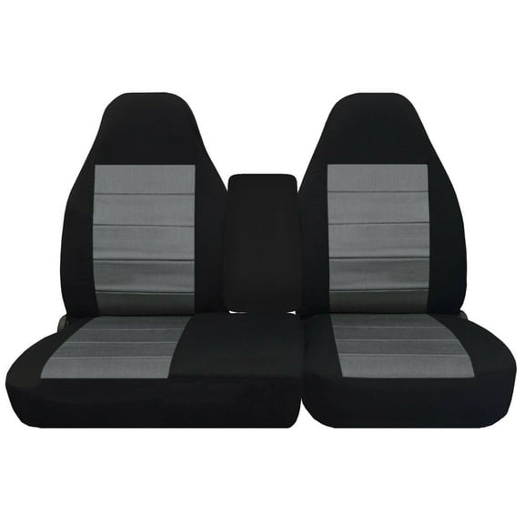 Fits 1997-2000 Ford F-150 Cotton Seat Covers 40/60 High Back W Console Cover Blk Charcoal
