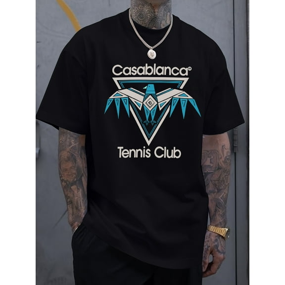 Casablanca Printed Cotton T-Shirt, Men'S T-Shirt, Summer Casual Short Sleeve T-Shirt 180G