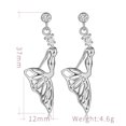 thumbnail image 2 of 1 pair Brass Micro Pave Cubic Zirconia Dangle Stud Earring Cadmium Free Lead Free Nickel Free Mermaid Clear Platinum 37x12mm, 2 of 4