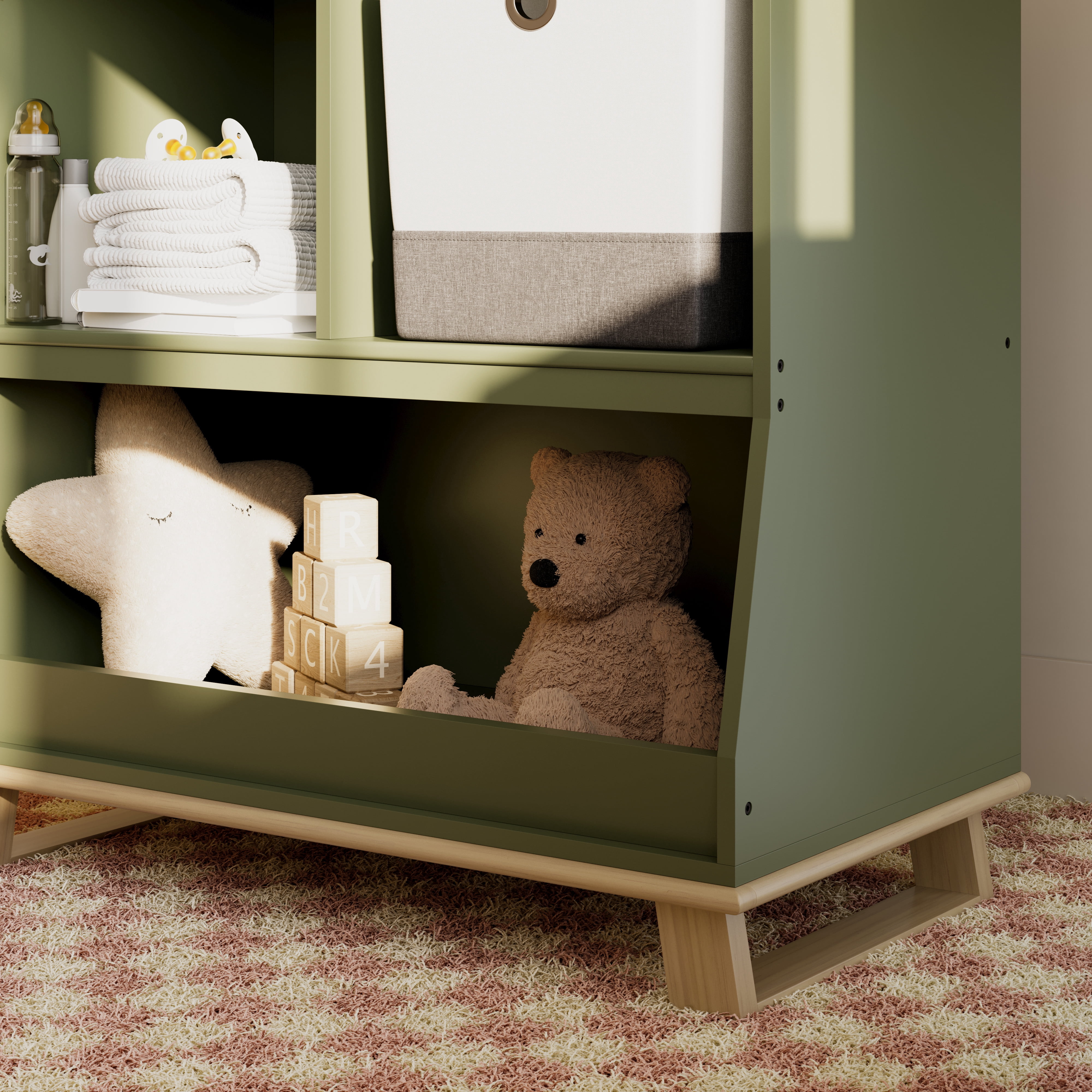 Storkcraft Modern Convertible Infant Changing Table, Olive with Driftwood