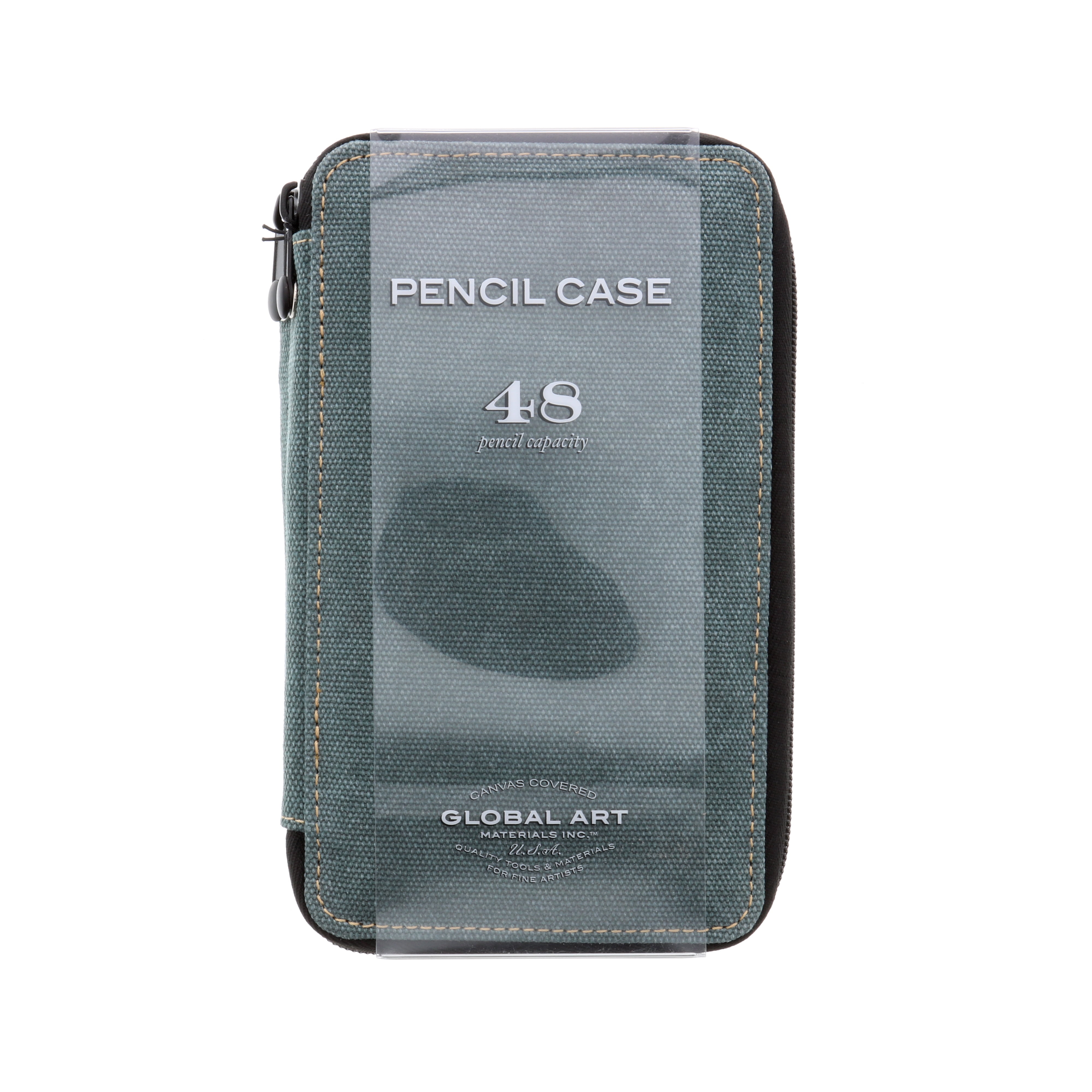 Global Art Canvas Pencil Case, 48-Pencil Capacity, Steel Blue