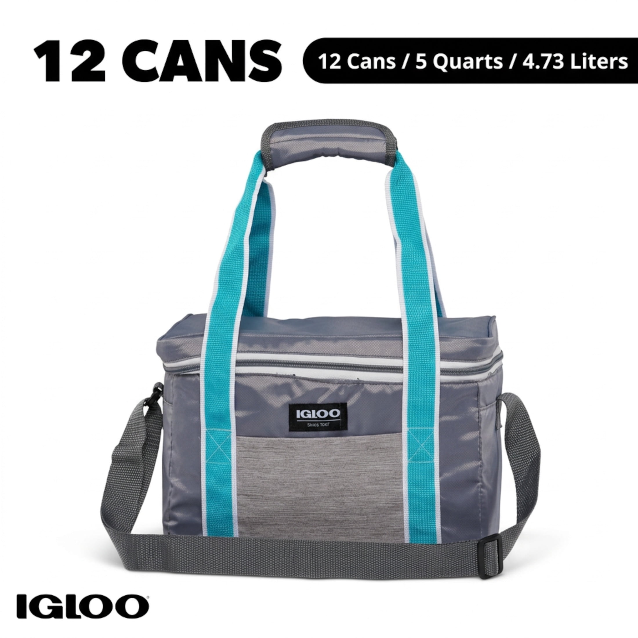 (2 pack) Igloo Heritage Lunch Companion Cooler Bag, 12 Can Capacity, Teal, Soft Side Lunch Cooler for Work or Play