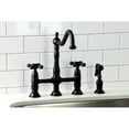 thumbnail image 2 of Kingston Brass KS1270AXBS Heritage Bridge Kitchen Faucet with Brass Sprayer, Matte Black, 2 of 5