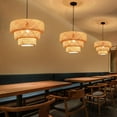 thumbnail image 3 of 14 Inch Wide Boho Bamboo Pendant Light Fixture Farmhouse Hand-Woven Rattan Chandelier Coastal Wicker Hanging Lamp for Kitchen Island Dining Living Room Bedroom Restaurants, 3 of 8