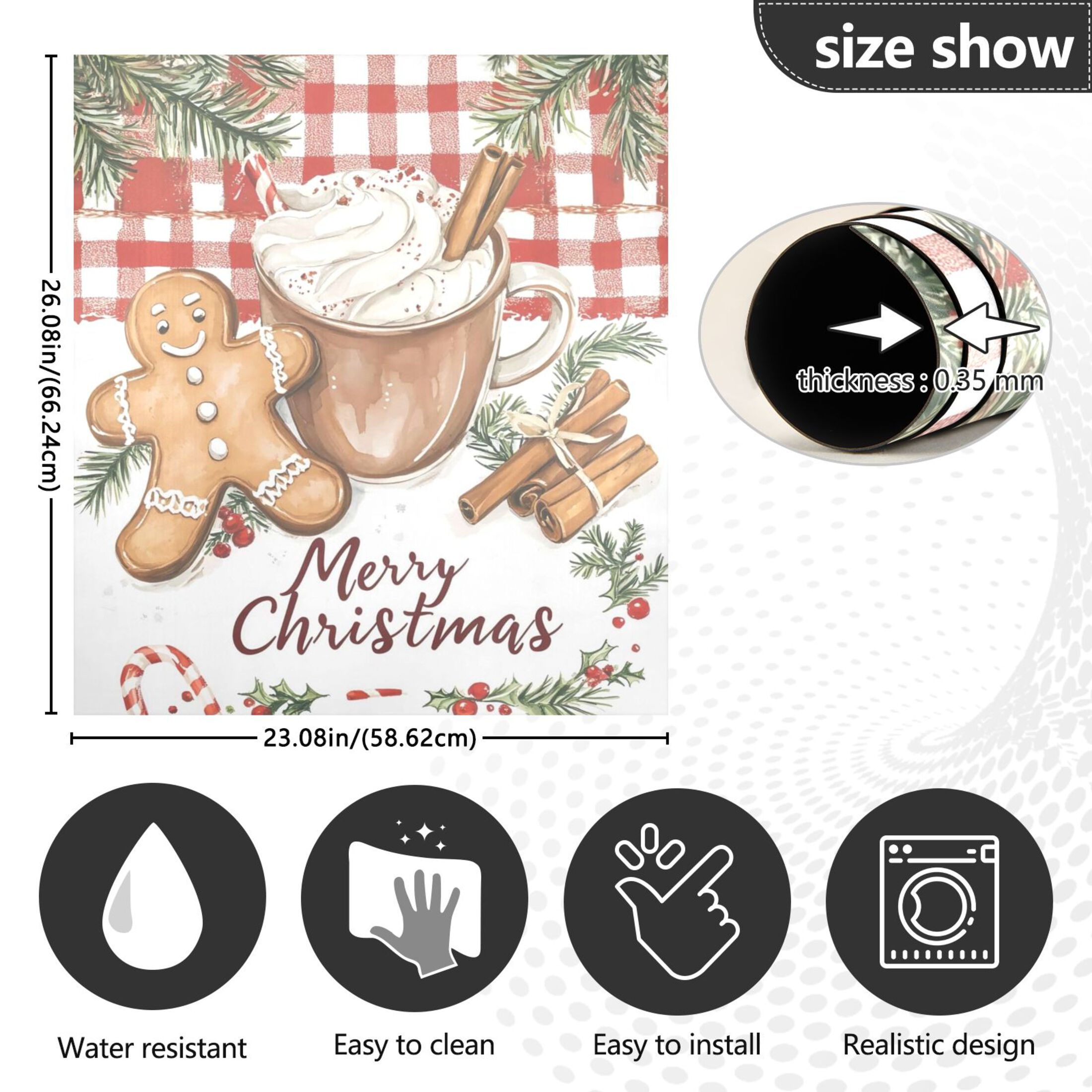 Christmas Cute Gingerbread Man Dishwasher Magnet Cover Reuseable Refrigerator Magnet Cover Decal Fridge Microwave Stickers Hoilday Party Decor 23 x 26 Inch