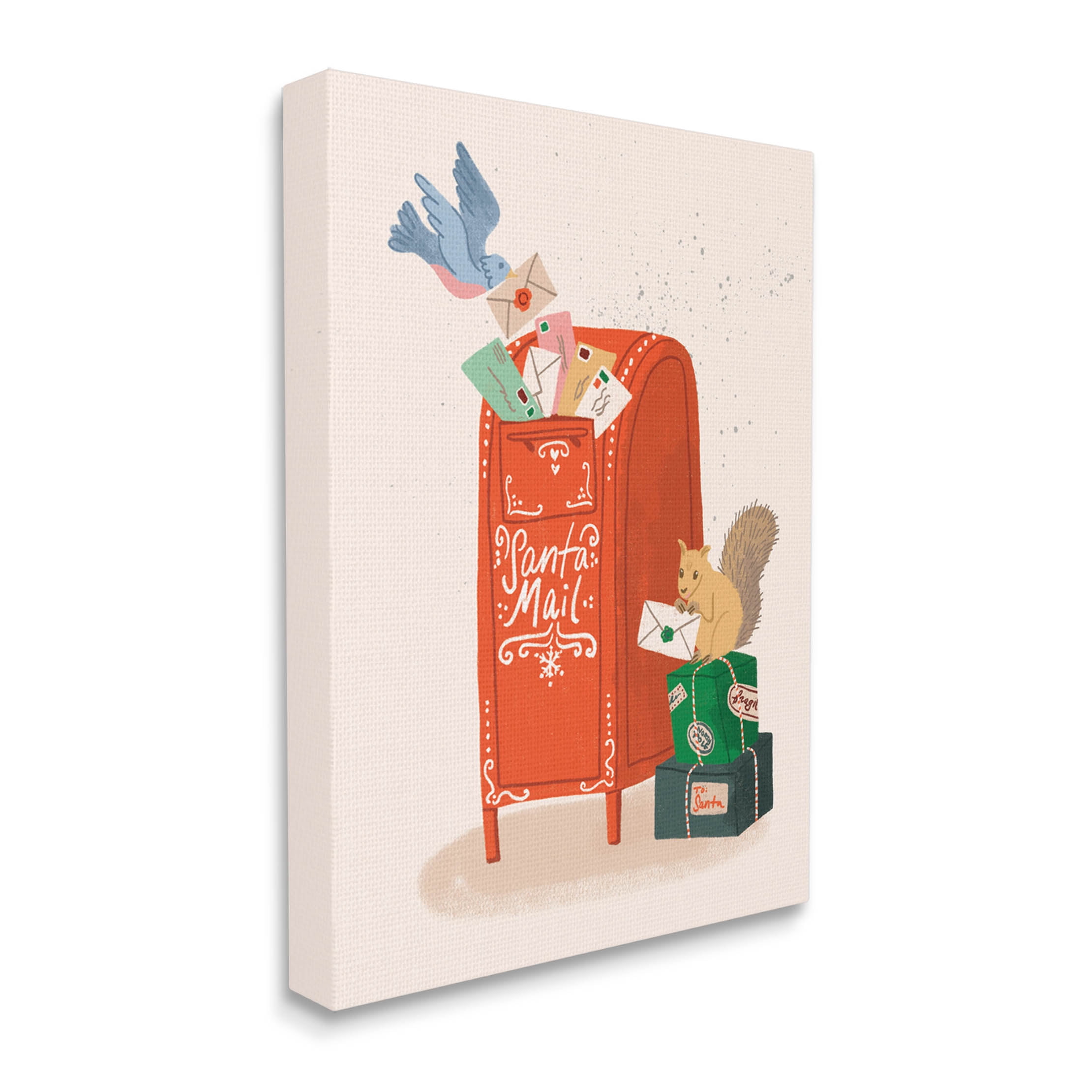 Santa's Mail Postal Letters Animals Holiday Graphic Art Gallery Wrapped Canvas Print Wall Art