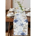 thumbnail image 2 of Blue Brown Coastal Table Runner Summer Beach Nautical Coral Starfish Tablerunners 13 x 108 Inch, Table Decorations Tabletop Scarf for Summer Gathering Holiday Farmhouse Kitchen Dining Decor, 2 of 6