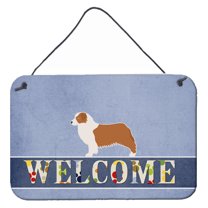 Carolines Treasures BB5537DS812 Australian Shepherd Dog Welcome Wall or Door Hanging Prints