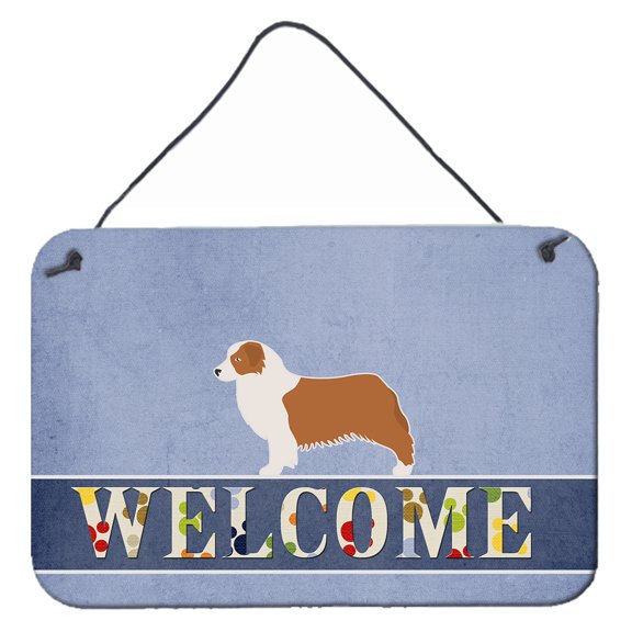 Carolines Treasures BB5537DS812 Australian Shepherd Dog Welcome Wall or Door Hanging Prints