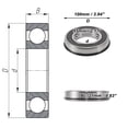thumbnail image 4 of Unique Bargains Roulements à Billes 6211NR2RS Rainure Profonde 55x100x21mm P0 Double Joint en Caoutchouc Roulements Lubrifiés 1 Pce Roue de Scooter Planche à Roulettes Universelle Ton Argent Noir, 4 of 6