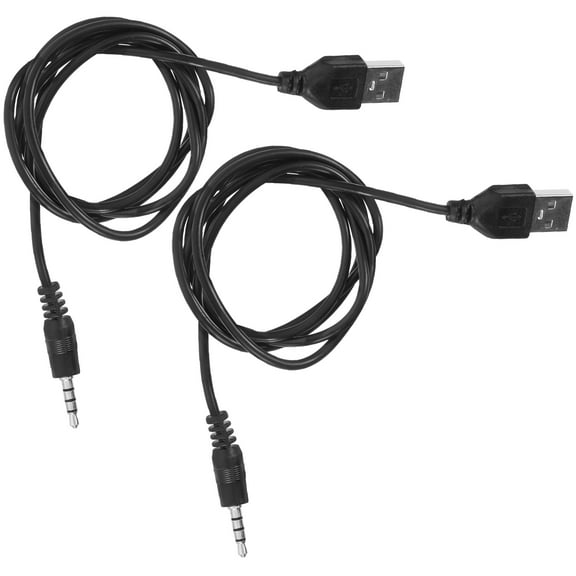 Raindrops 2Pcs USB to 3.5mm Charging Cord Black PVC for Smartphones Tablets and Computers